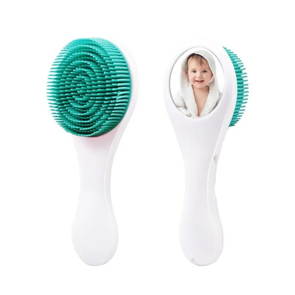 Baby Hair Brush and Comb Set - Silicone Baby Brush and Comb Set with Mirror